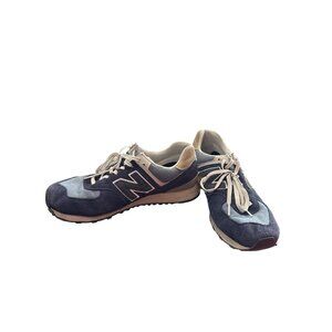 New Balance 574 Mens  blue beige leather sneakers Size 11D SKU 9015